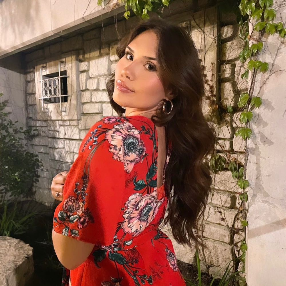 Red floral romper